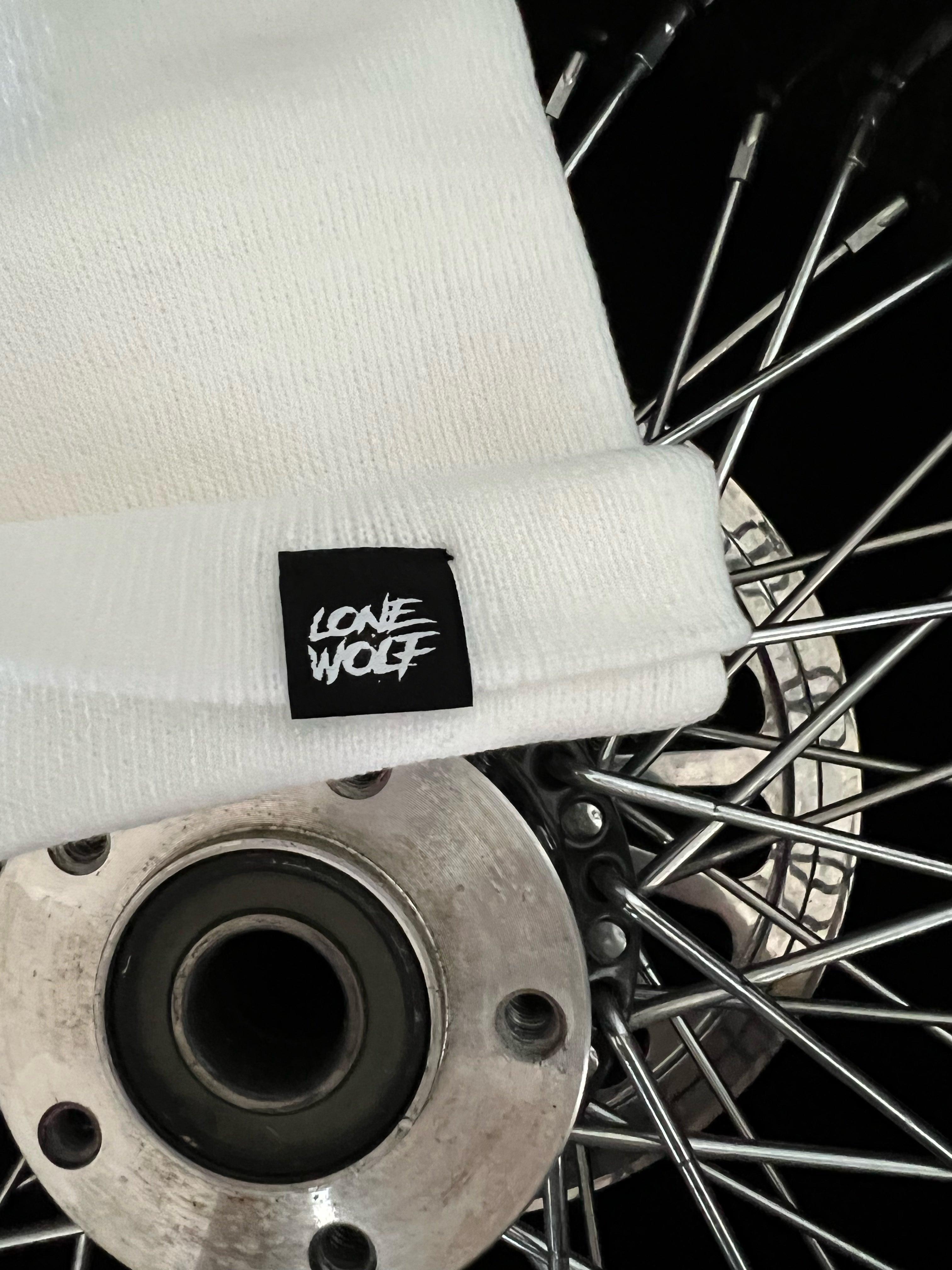 LONE WOLF WHITE BEANIE - The Drive Clothing