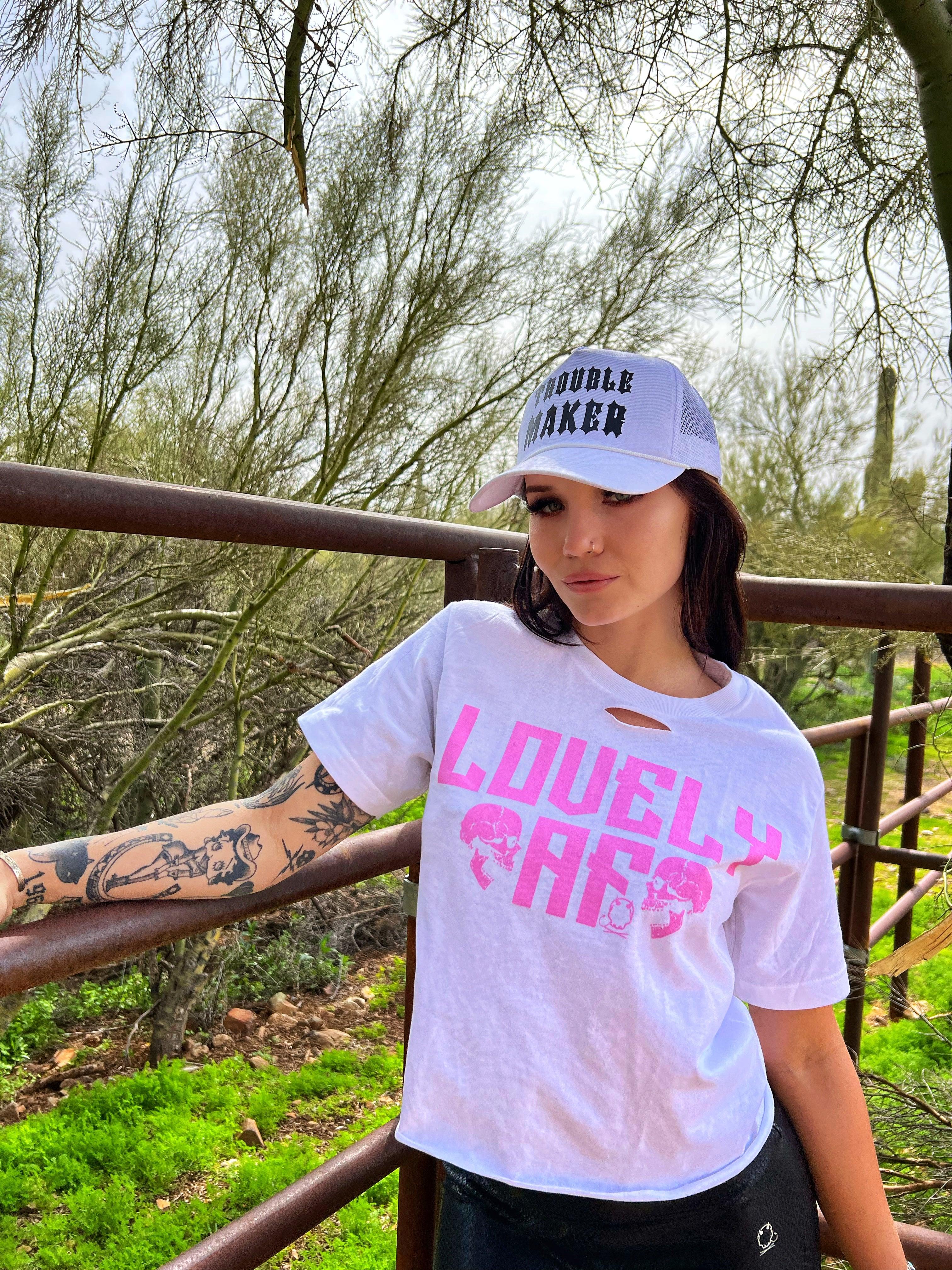 LOVELY AF PINK WHITE CROP TOP - The Drive Clothing