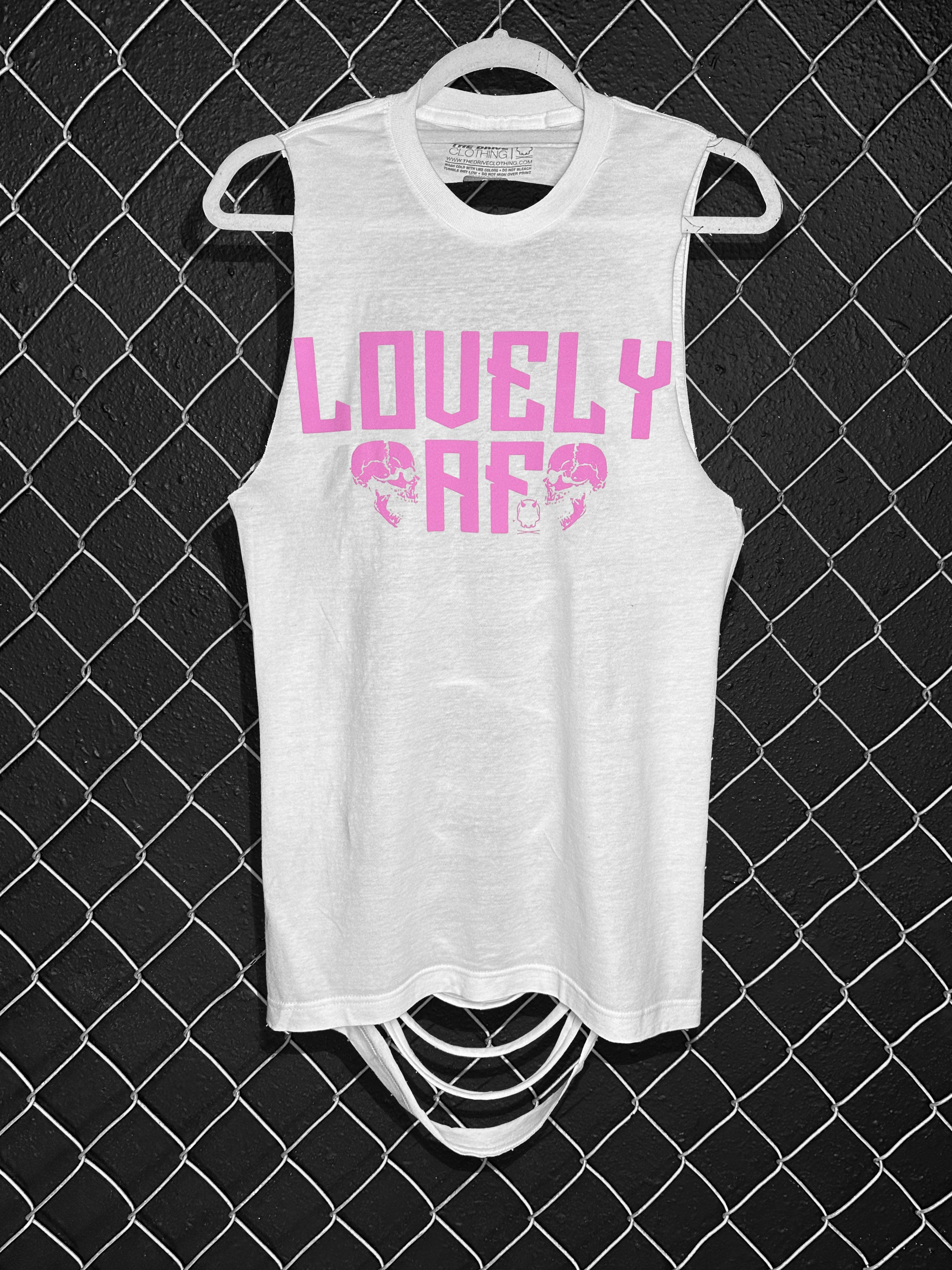 LOVELY AF PINK WHITE TANK TOP - The Drive Clothing
