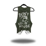 MY VIBE ROAD RASH CROP TANK TOP MILITARY GREEN
