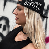 EVERYDAY HUSTLER SIDE STYLE BLACK COTTON FLAT BILL HAT
