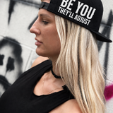 BE YOU THEY'LL ADJUST SIDE STYLE BLACK COTTON FLAT BILL HAT