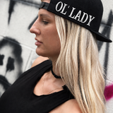 OL' LADY - SIDE STYLE BLACK COTTON FLAT BILL HAT