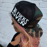 NO FUCKS SIDE STYLE GREEN CAMO HAT