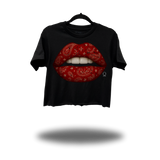 RED PAISLEY LIPS CROP TOP