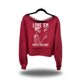 LOVE EM ROAD RASH SLASH X RED CROP WIDENECK HOODIE