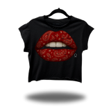 RED PAISLEY LIPS MUSCLE CROP TOP