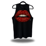 RED PAISLEY LIPS ROAD RASH TANK TOP