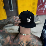 ROCKER HAND BLACK FLAT BILL HAT