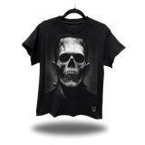 FRANKENSTEIN SKULL BLACK ROAD RASH OVERSIZED TEE