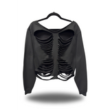 BAD TASTE ROAD RASH SLASH X BLACK CROP WIDENECK HOODIE