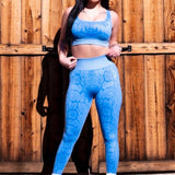 TDC BLUE SNAKESKIN LEGGINGS - The Drive Clothing