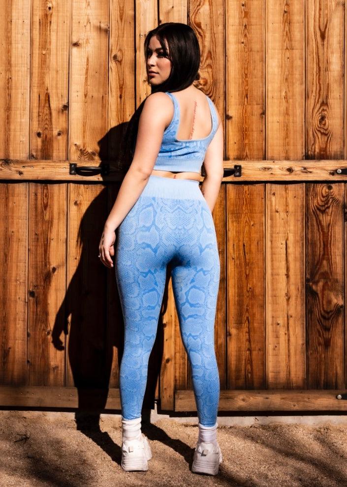TDC BLUE SNAKESKIN LEGGINGS - The Drive Clothing