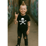 AMERICAN FLAG & SKULL BLACK TEE- YOUTH