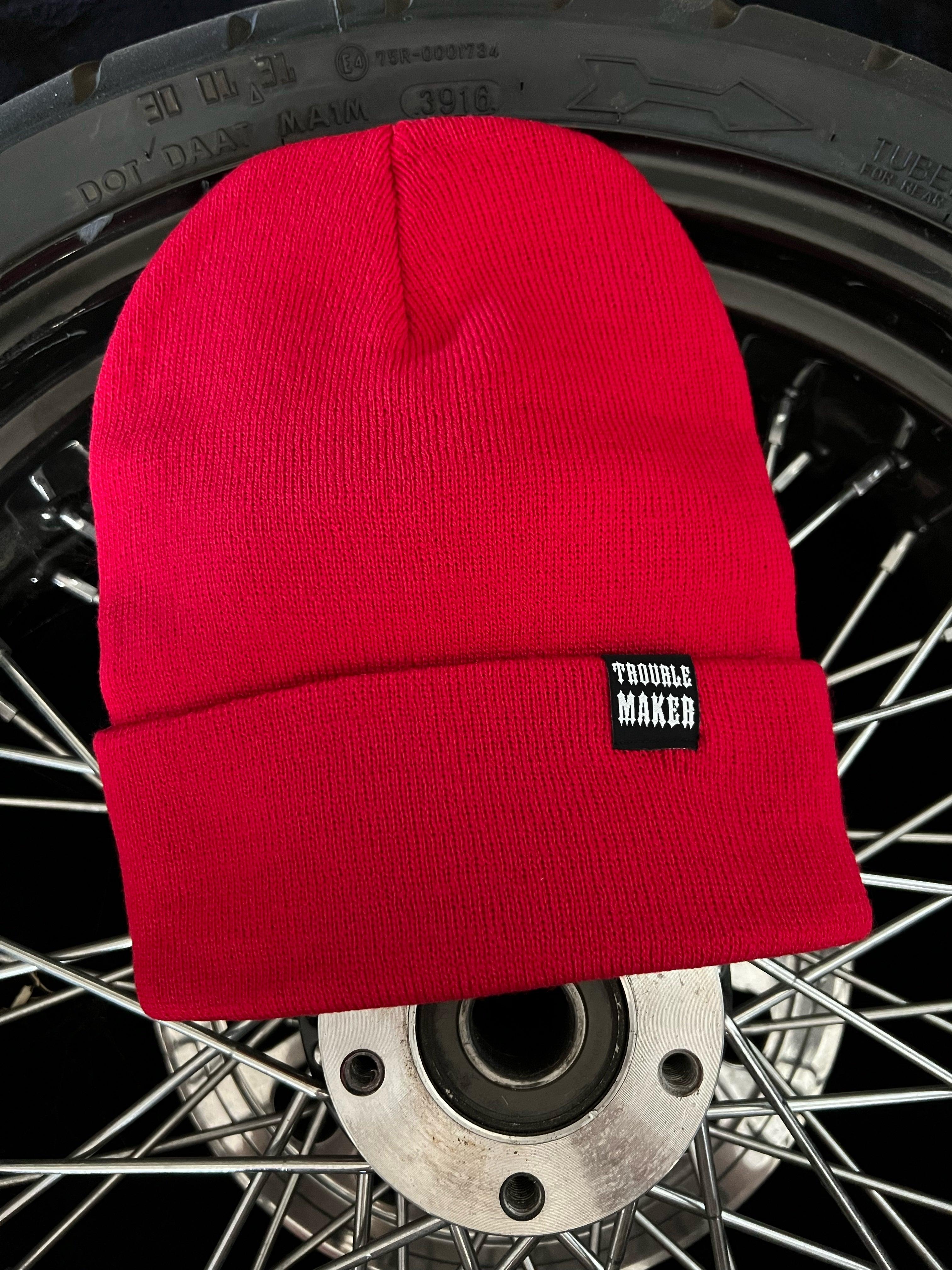 TROUBLE MAKER RED BEANIE - The Drive Clothing
